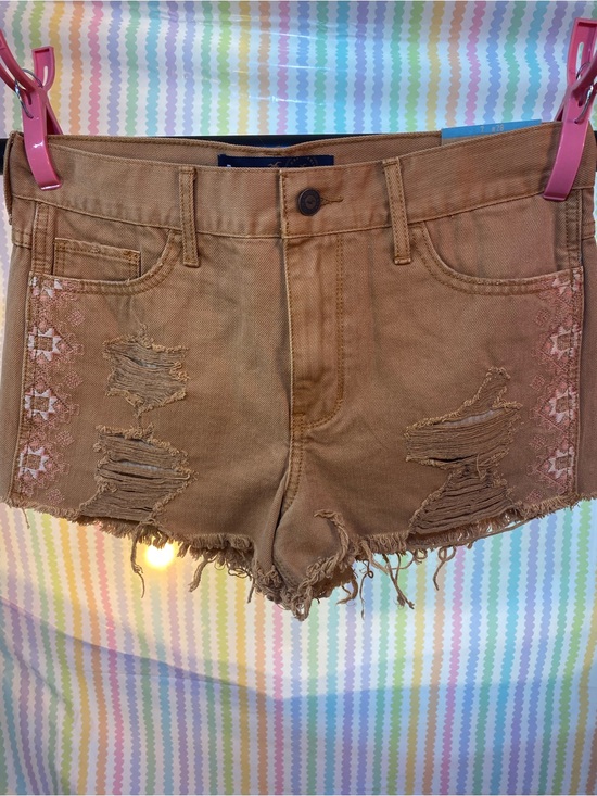 Hollister Pants - Hollister High Rise Distressed Embroidered Denim Shorts Brown W28 Size 7